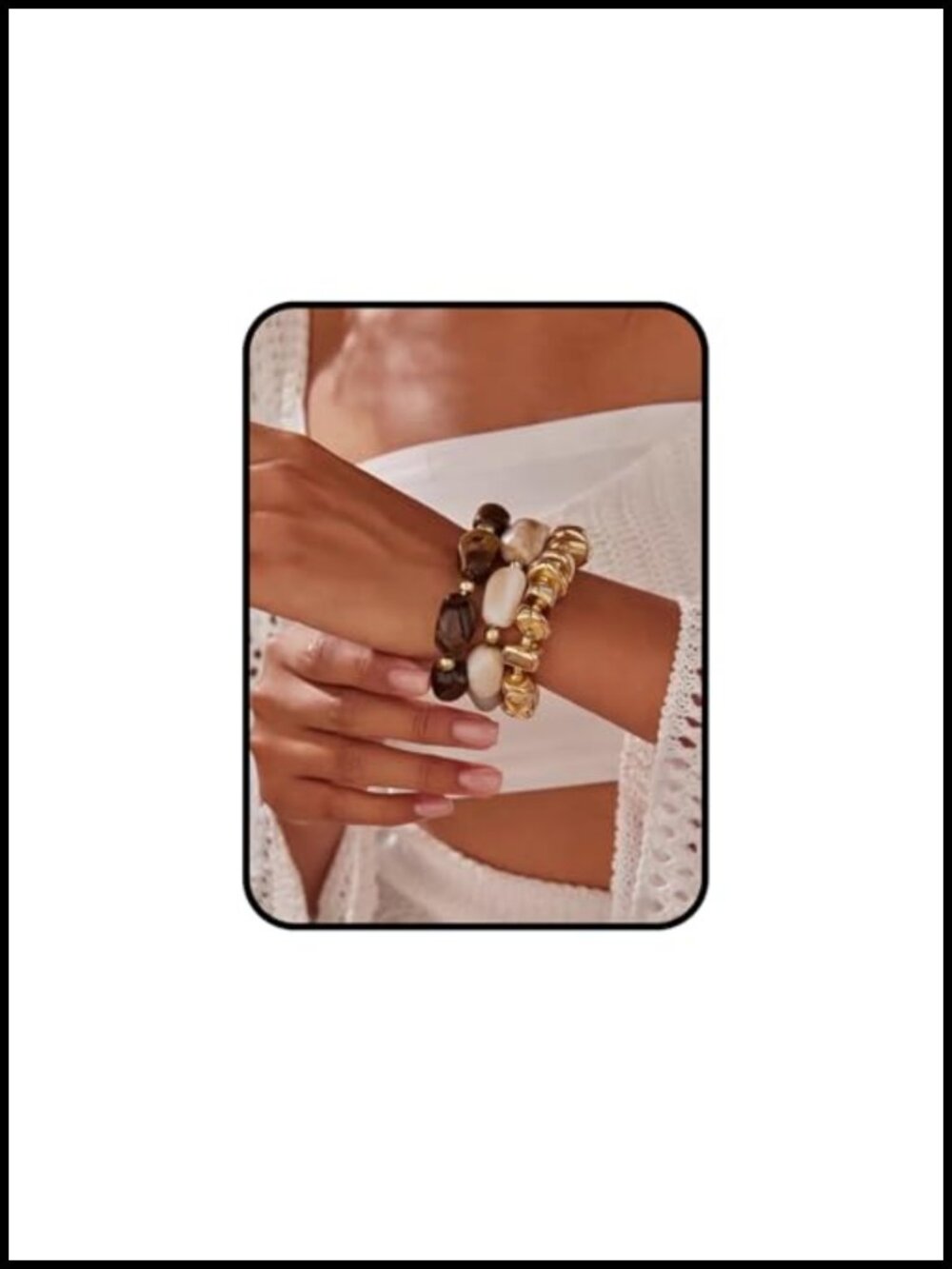 3-Piece Gold Bracelet Stack for Women, Stretch Boho Western Jewelry Set